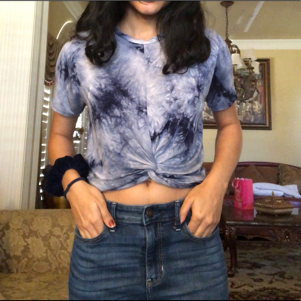 Blue Tie-Dye Crop Top